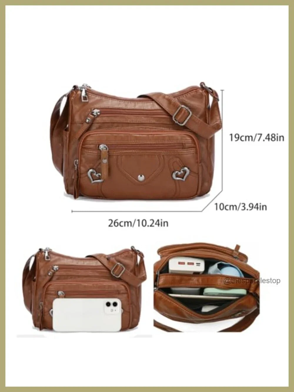 Faux Leather Tassel Crossbody Bag with Adjustable Strap and Multiple Pockets